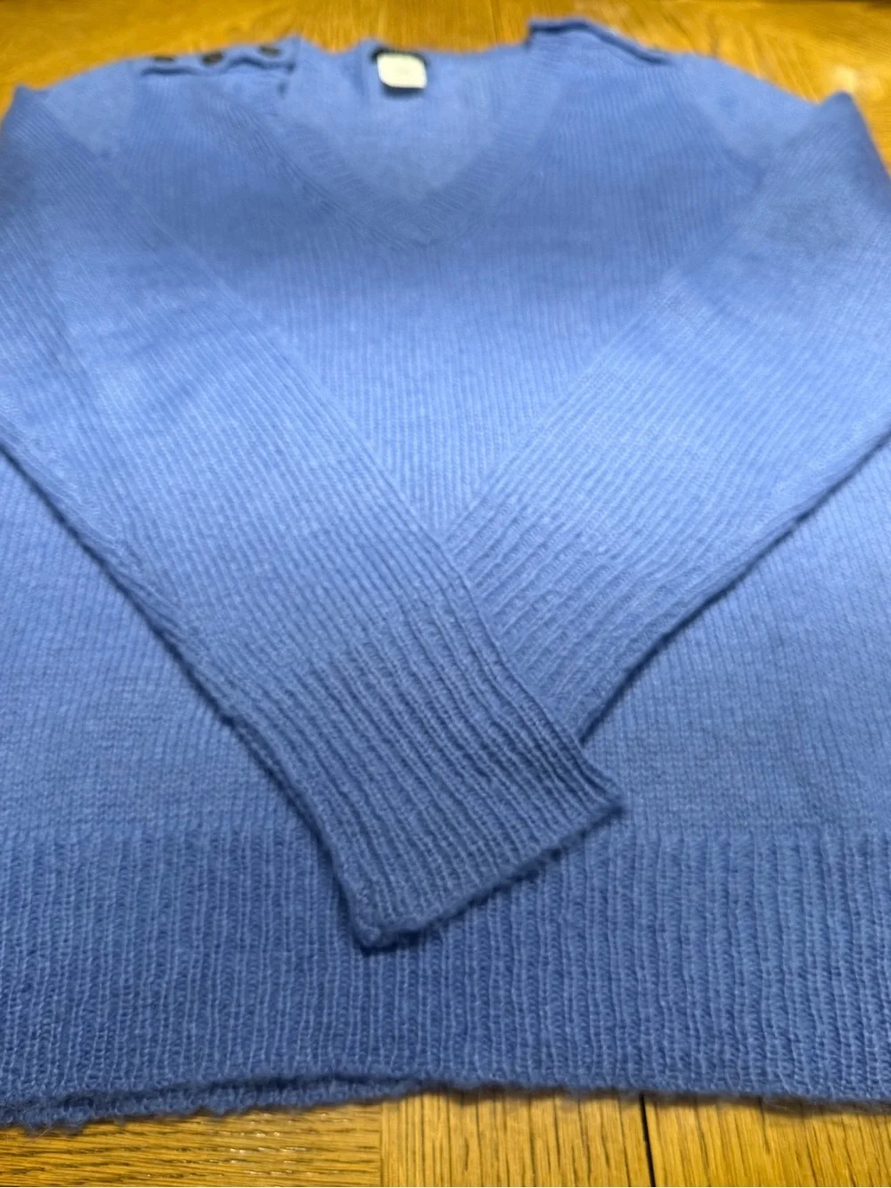 J Crew V-Neck Light Blue Fuzzy Knit Sweater